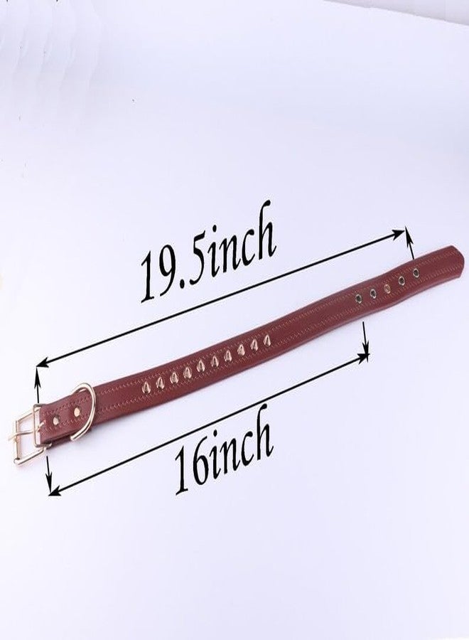 KittuPet Spiked Studded Leather Dog Collar Mushrooms Rivets Cat Collar for Small Medium Dog Cat Puppy Kitty (M, Brown) - Image 3